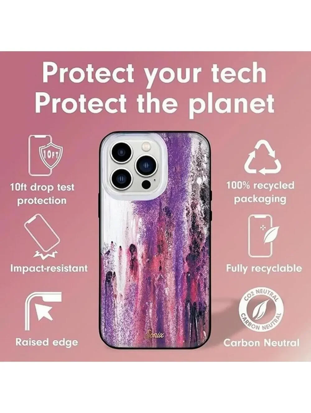 Apple iPhone 13 Pro Max / iPhone 12 Pro Max Case MagSafe Purple Rain Sonix NEW